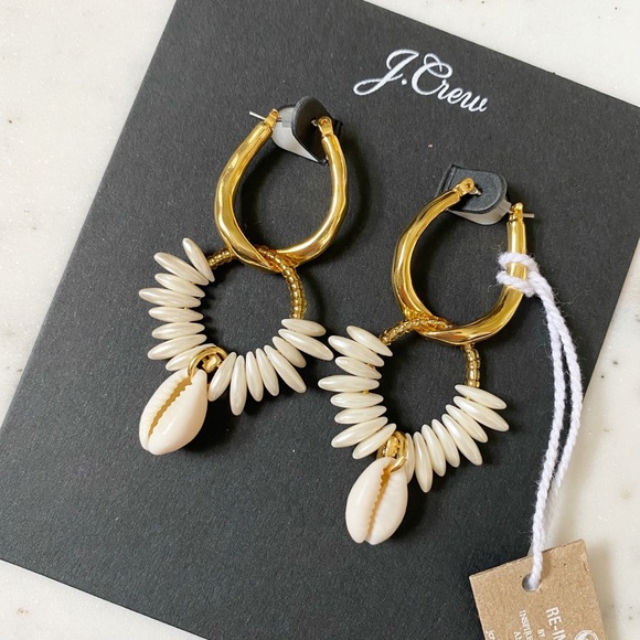 Cowrie Shell & Pearl Hoop Earrings - Picture 5 of 9